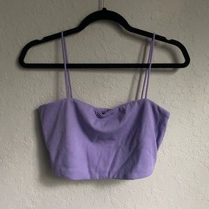 straight neck purple tank top crop top